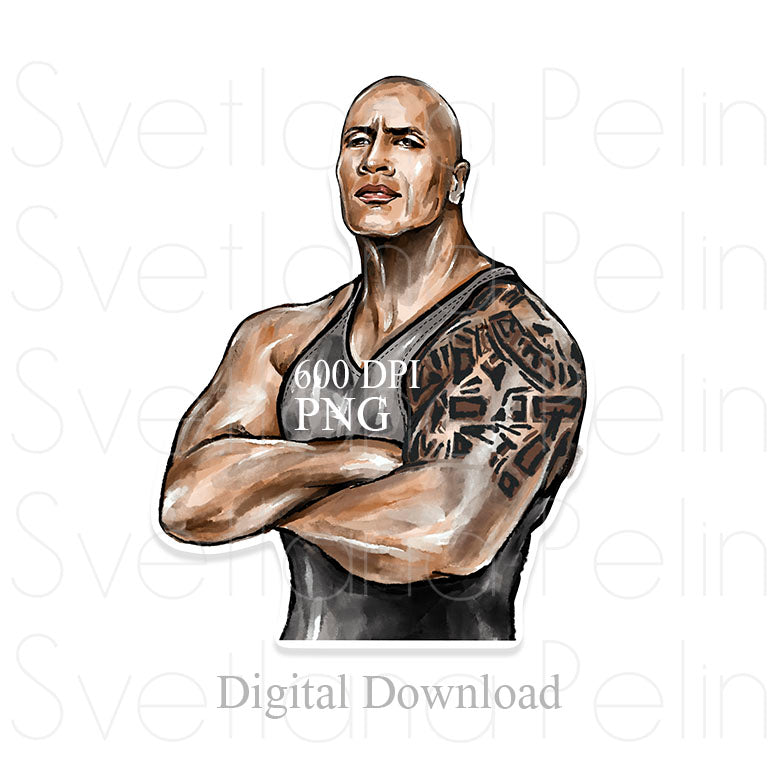 Dwayne Johnson, Digital Sticker, PNG, INSTANT Download