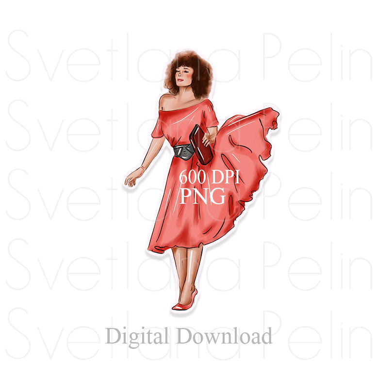 Kelly LeBrock, The Woman in Red, Digital STICKER, PNG, INSTANT Download