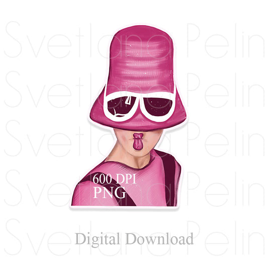 Model, Fashion, Pink, Digital Sticker, PNG, INSTANT Download