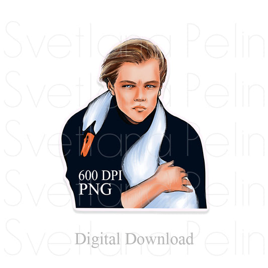 Leonardo DiCaprio, Swan, Digital Sticker, PNG, INSTANT Download