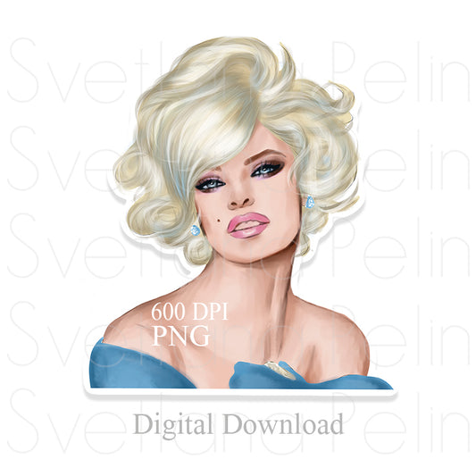 Linda Evangelista, Digital Sticker, PNG, INSTANT Download