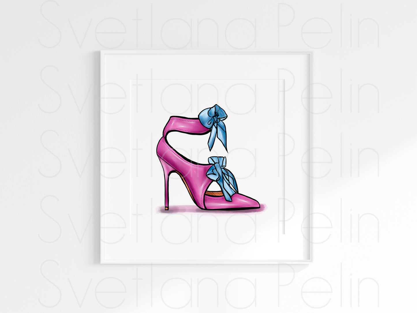 Pink Booties with ribbons, Women's Shoes, Printable Art, INSTANT DOWNLOAD