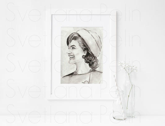 Jacqueline Kennedy, Jackie Onassis, ART PRINT Signed by Artist
