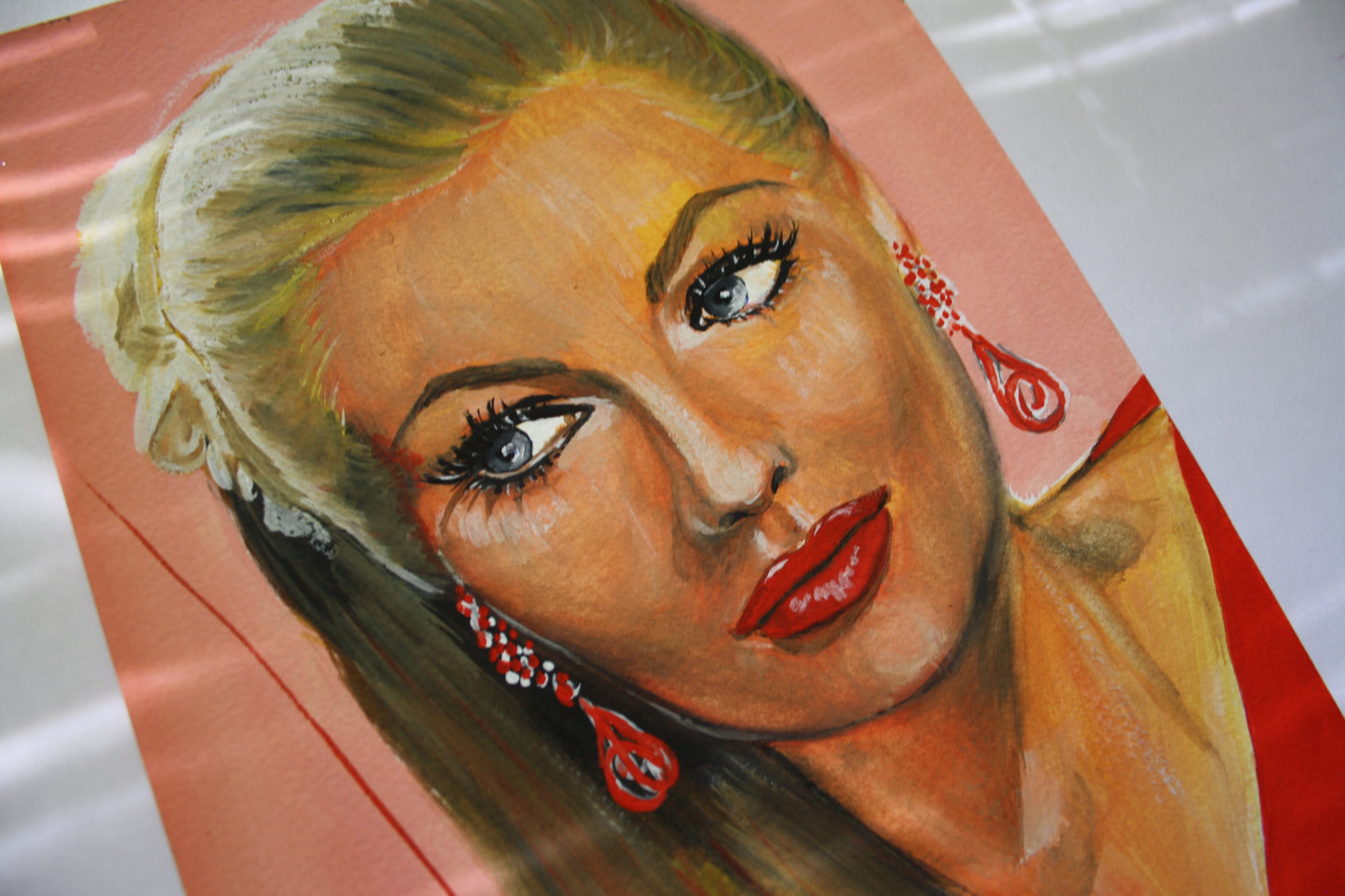 Anita Ekberg, ORIGINAL Gouache Painting, Artwork by Svetlana Pelin