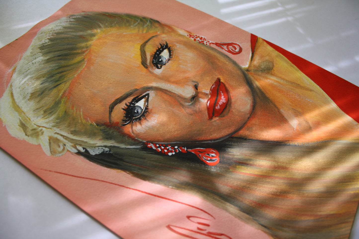 Anita Ekberg, ORIGINAL Gouache Painting, Artwork by Svetlana Pelin