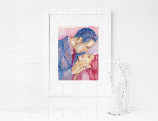 Humphrey Bogart, Lauren Bacall,  ART PRINT Signed by Artist