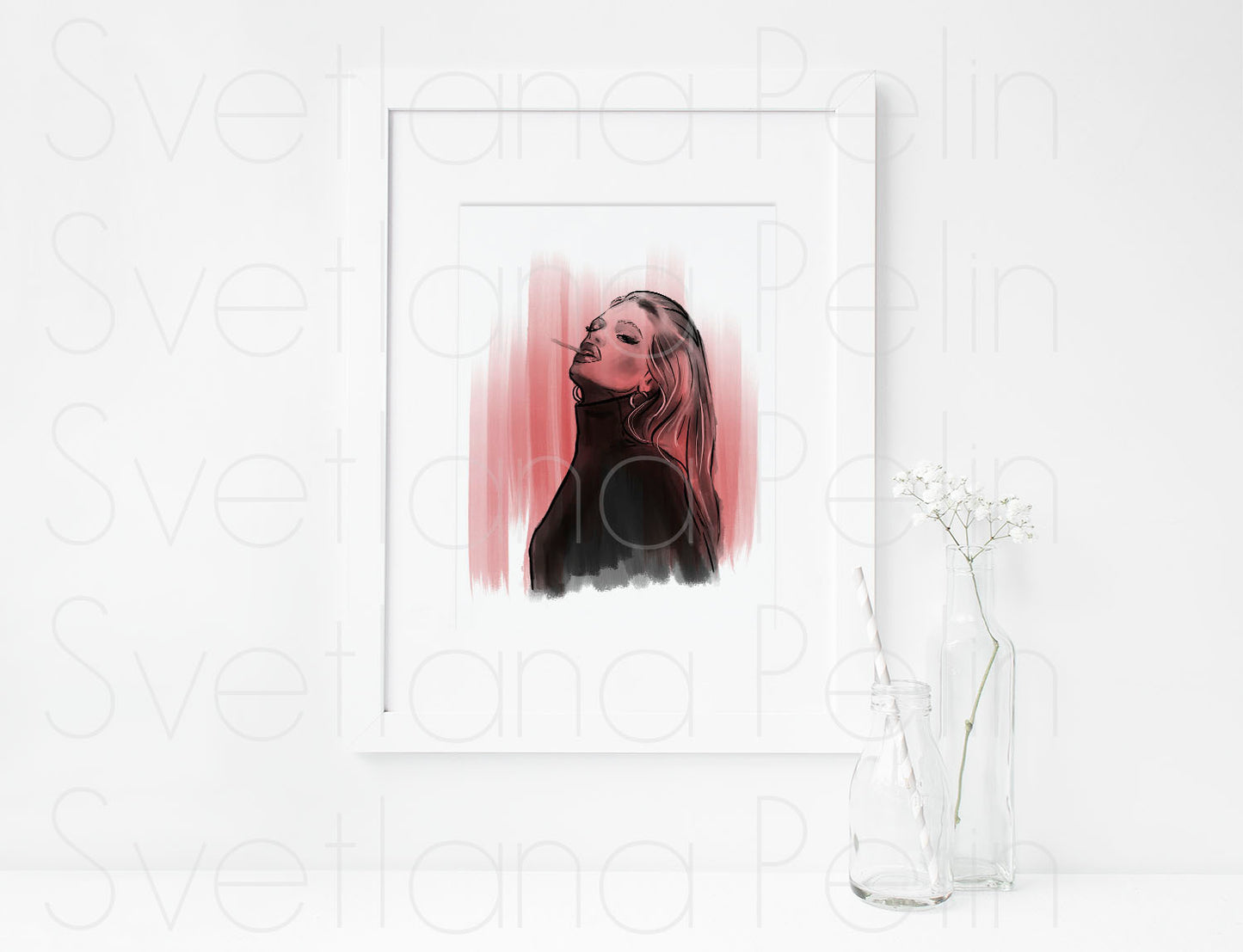 Smoking Model, ART PRINT Signed by Artist