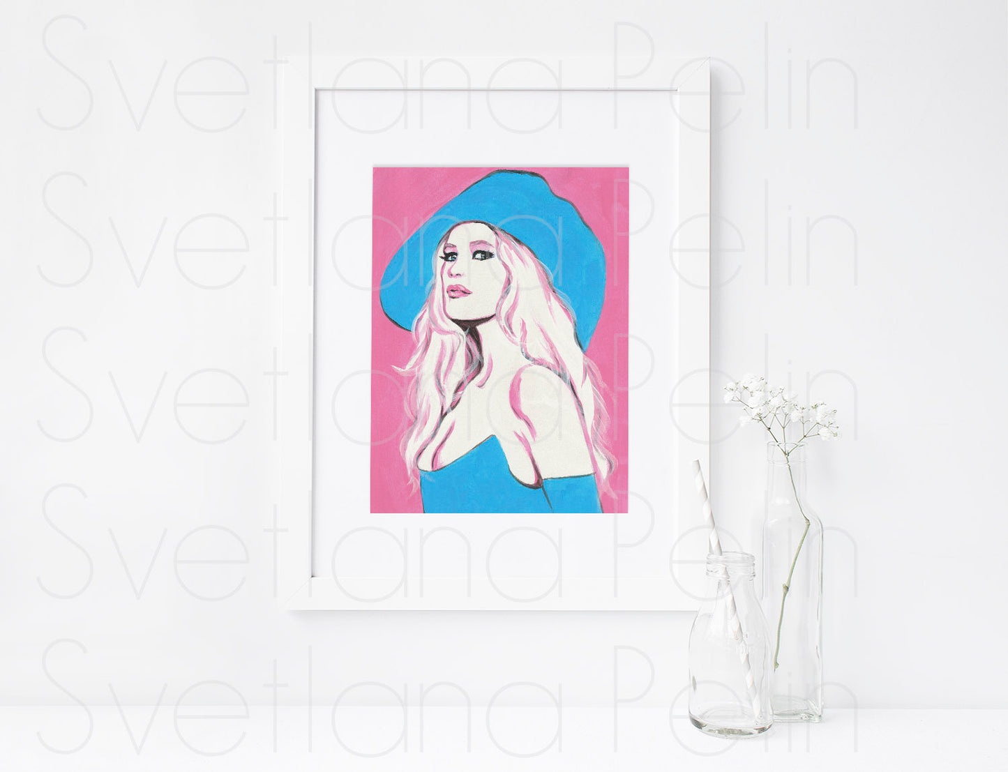 Claudia Schiffer, ORIGINAL Acrylic Painting, Artwork by Svetlana Pelin