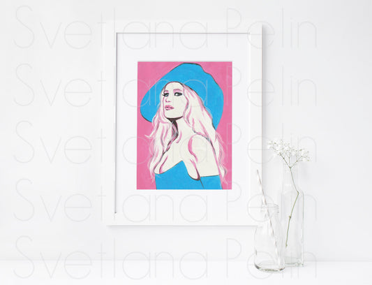 Claudia Schiffer, ORIGINAL Acrylic Painting, Artwork by Svetlana Pelin