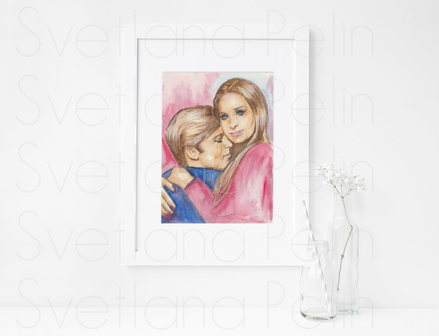Barbra Streisand, Robert Redford, Katie and Hubbell, The Way We Were, ART PRINT Signed by Artist
