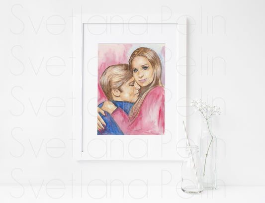 Barbra Streisand, Robert Redford, Katie and Hubbell, The Way We Were, ART PRINT Signed by Artist