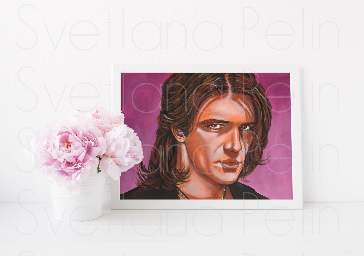 Antonio Banderas, ORIGINAL Oil Painting, Artwork by Svetlana Pelin
