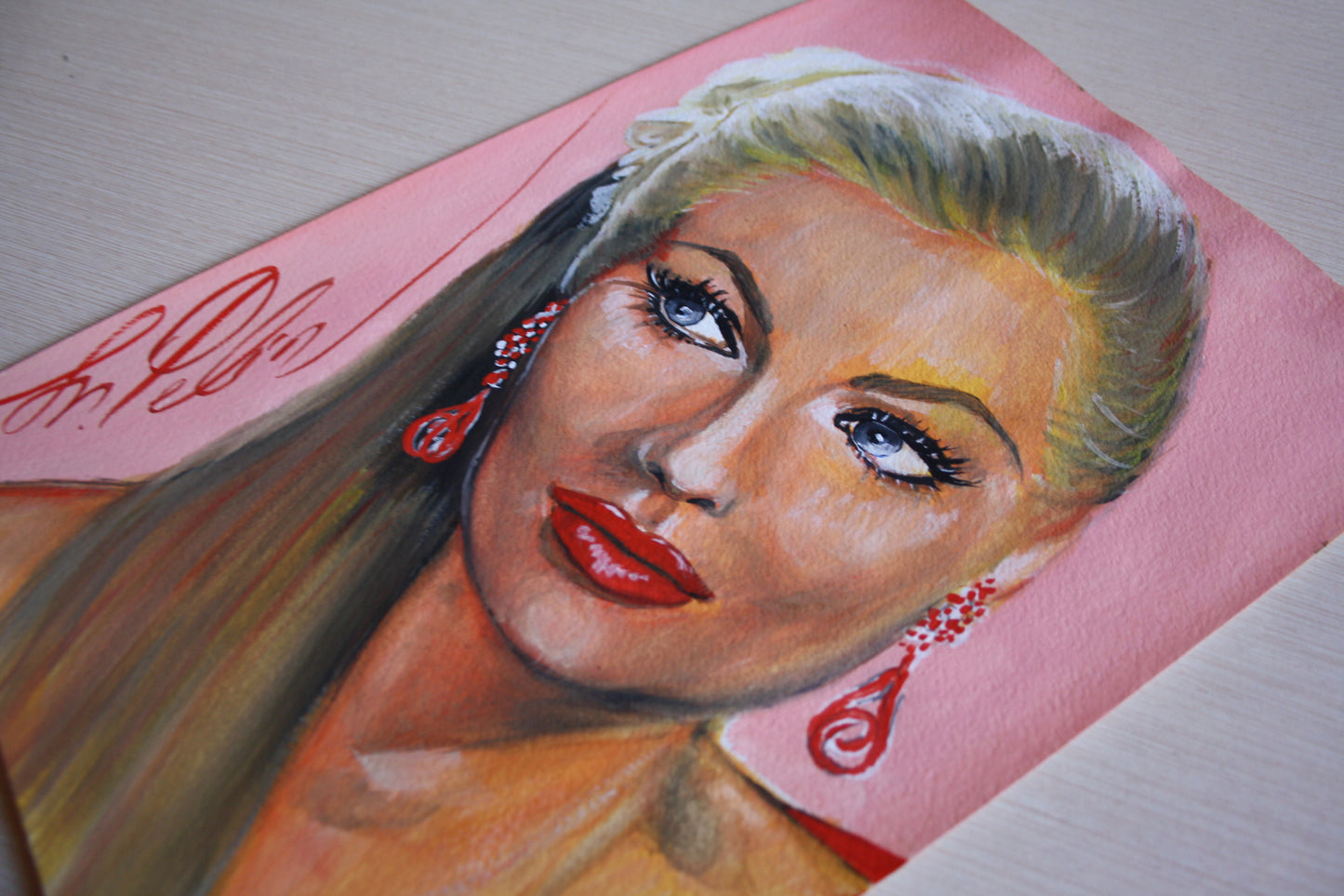 Anita Ekberg, ORIGINAL Gouache Painting, Artwork by Svetlana Pelin