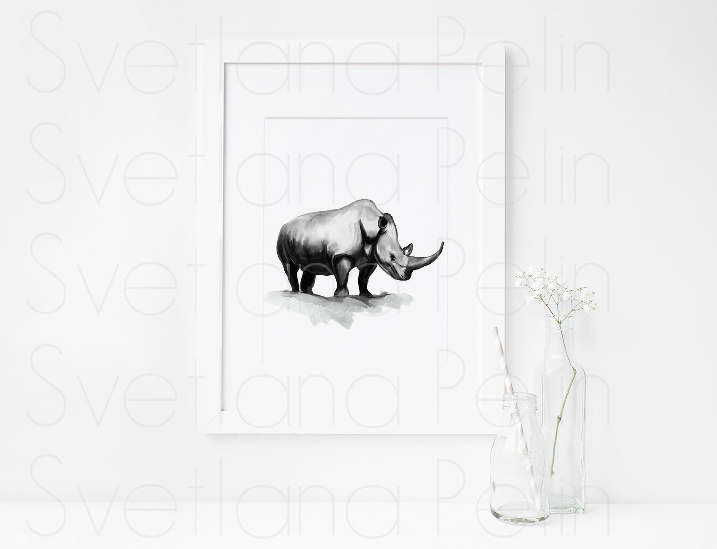 Rhinocerus, ART PRINT Signed by Artist