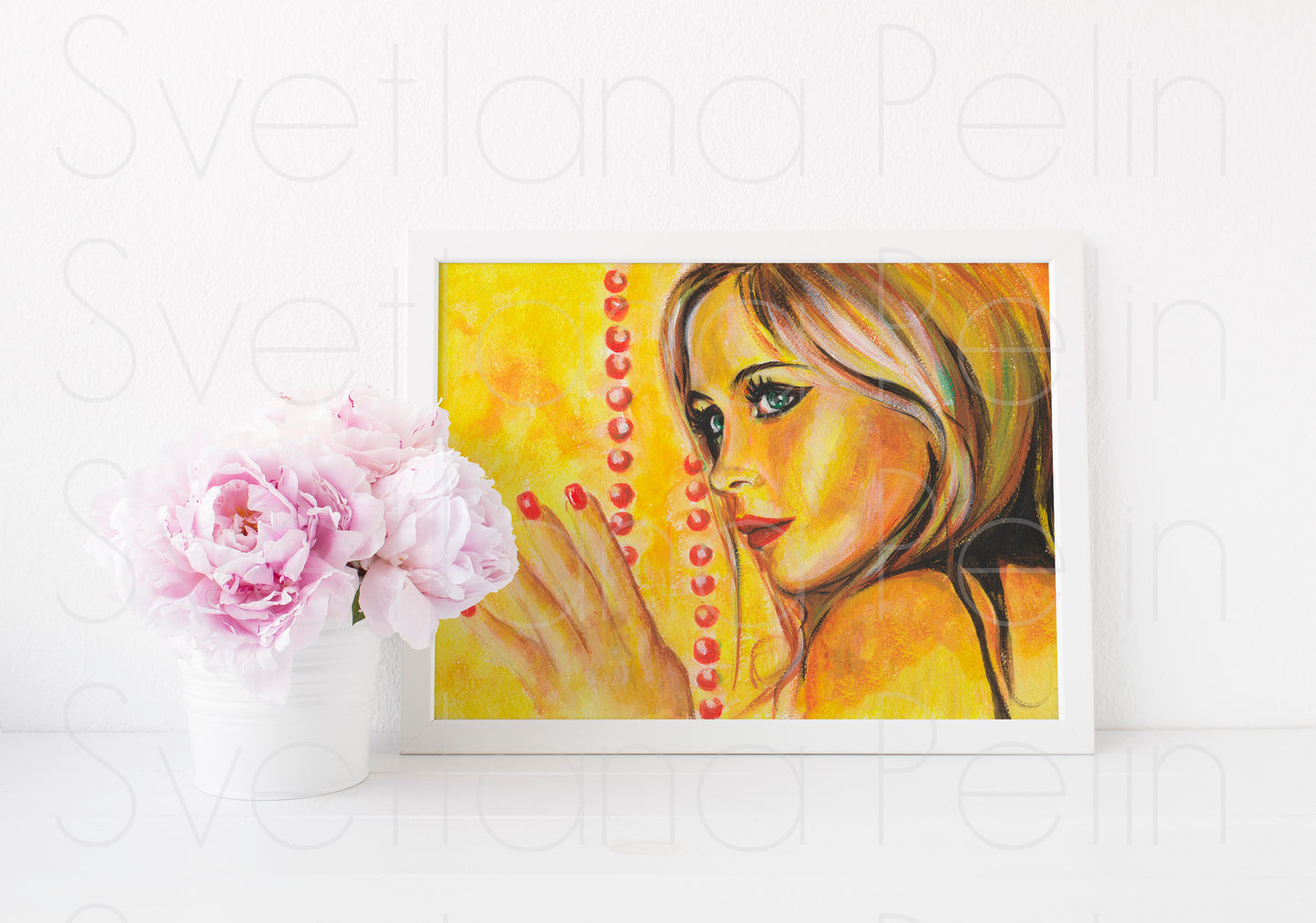 Emmanuelle Beart, ORIGINAL Acrylic painting, Artwork by Svetlana Pelin