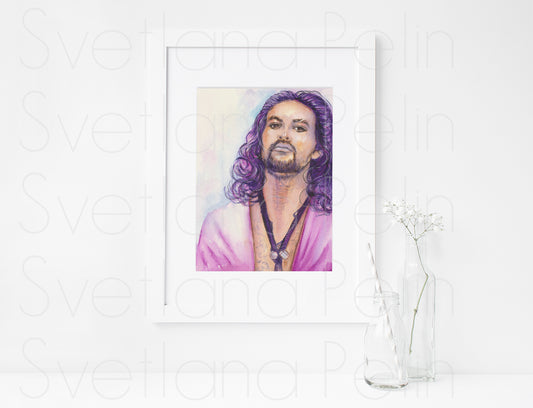 Jason Momoa, ORIGINAL Watercolour Painting, Artwork by Svetlana Pelin