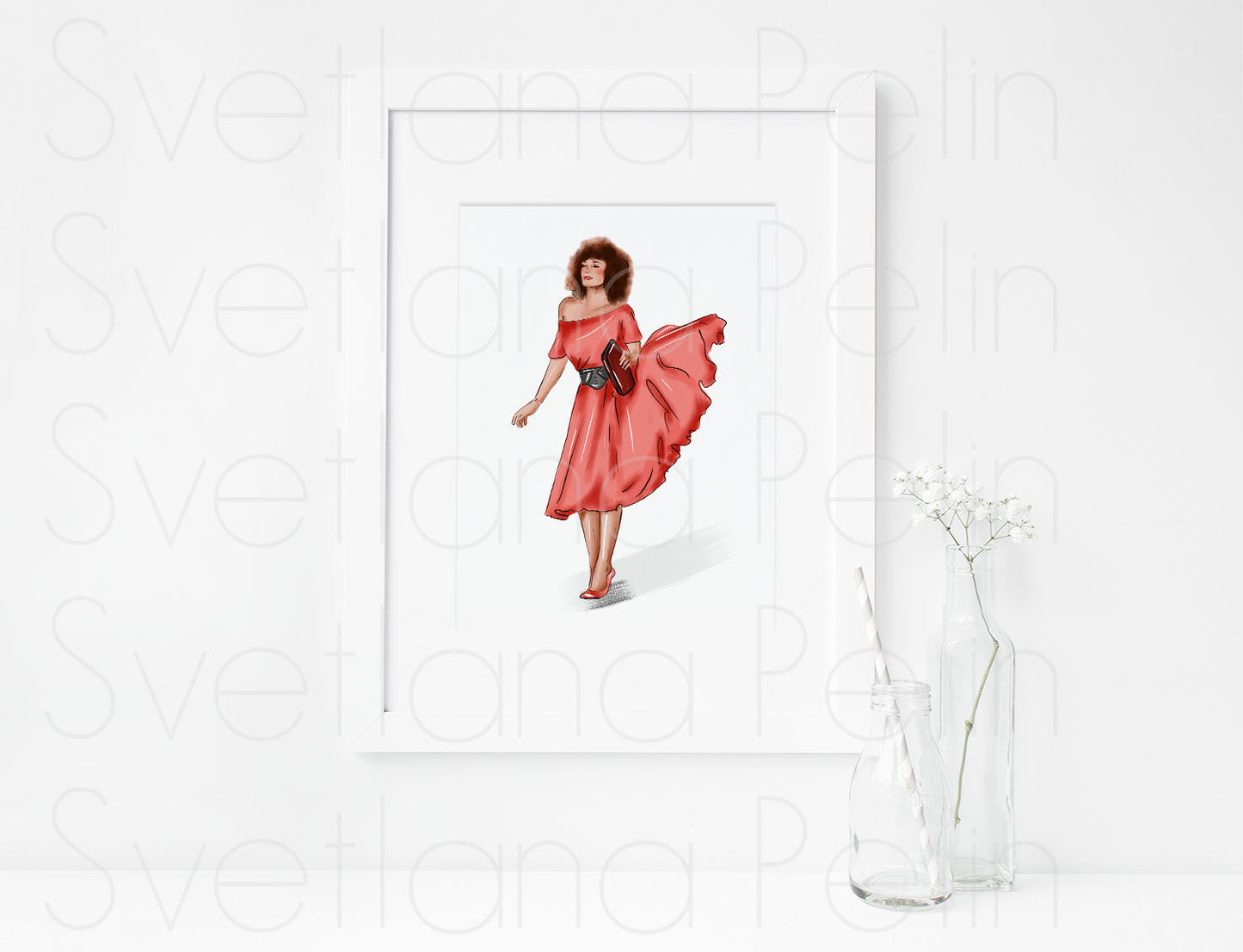 Kelly LeBrock, The Woman in Red, ART PRINT Signed by Artist