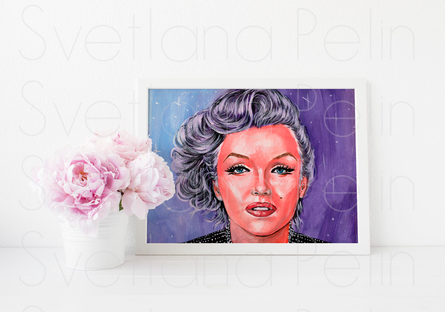 Marilyn Monroe, Milton Greene, ORIGINAL Gouache painting, Artwork by Svetlana Pelin