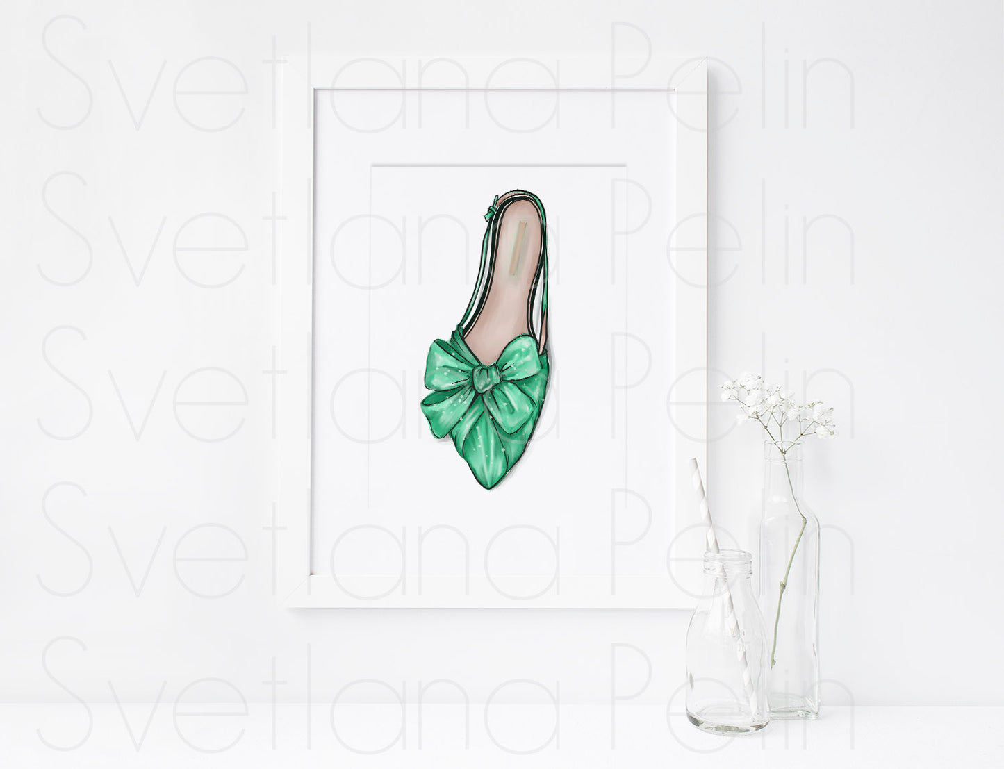 Green Women's Shoes, Printable Art, INSTANT DOWNLOAD
