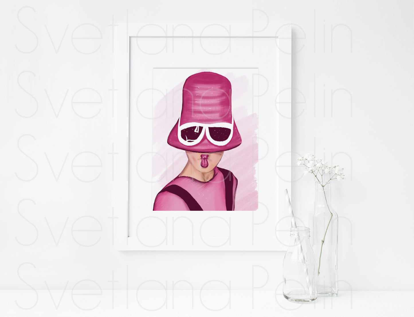 Model, fashion, Pink, ART PRINT Signed by Artist