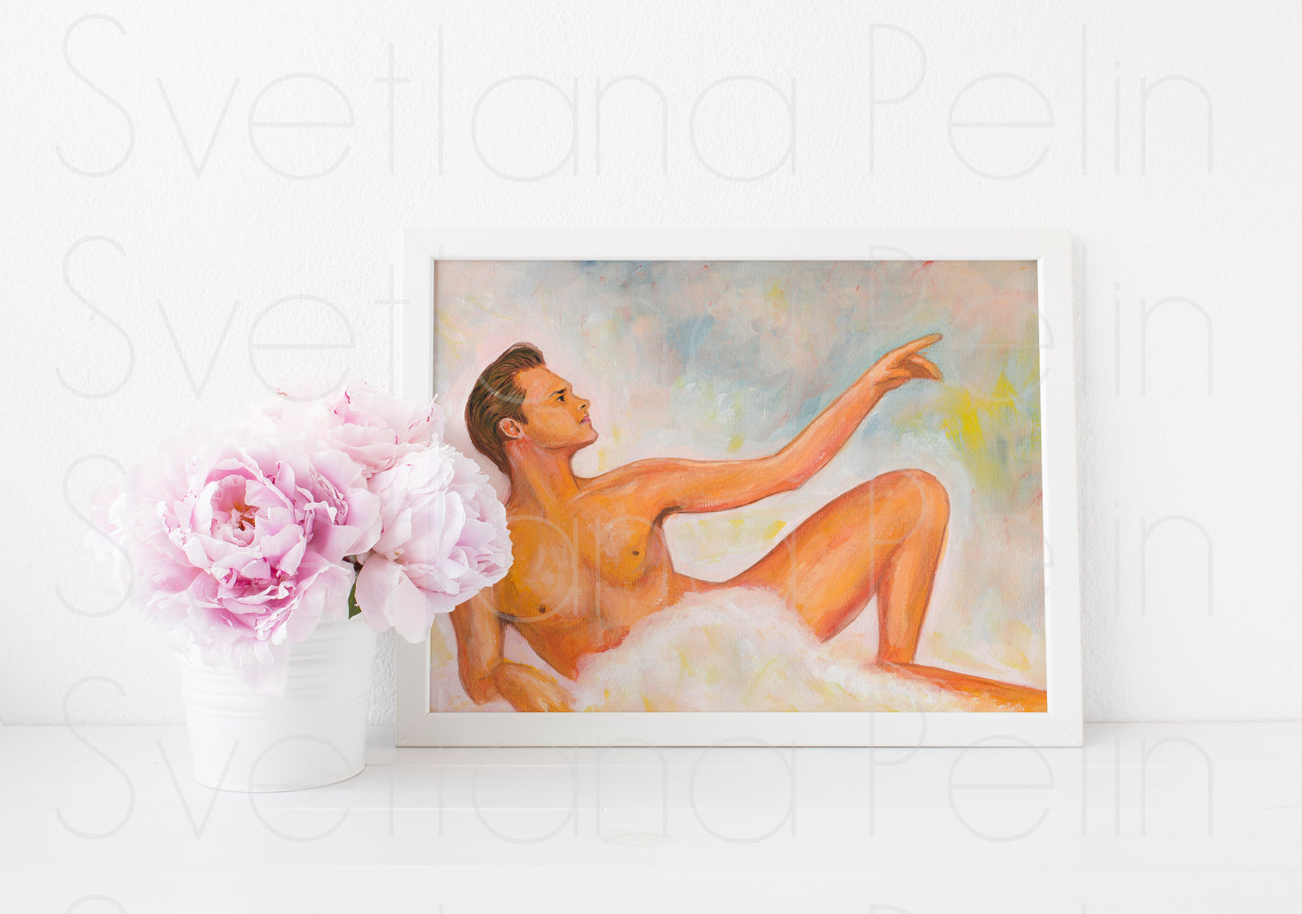 Jim Carrey, Bruce Almighty, ORIGINAL Gouache painting, Artwork by Svetlana Pelin