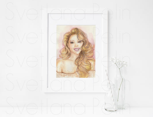 Mariah Carey, ORIGINAL Watercolour Painting, Artwork by Svetlana Pelin