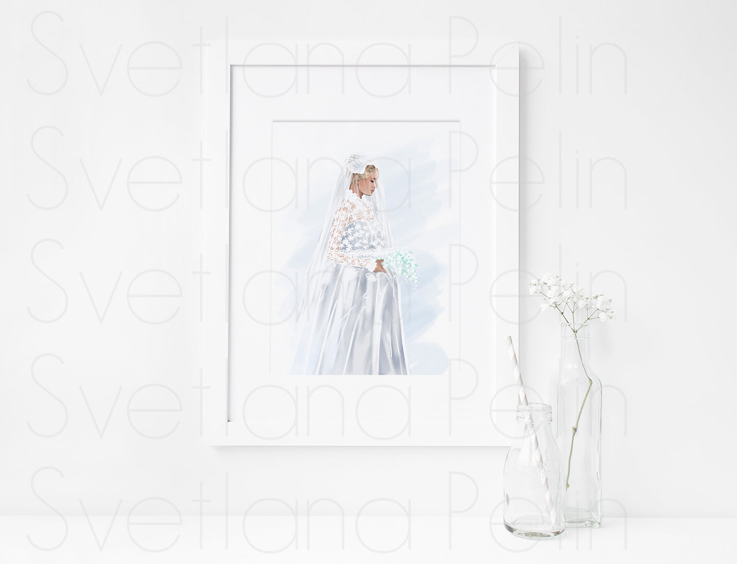 Grace Kelly, Wedding, Bride, ART PRINT Signed by Artist