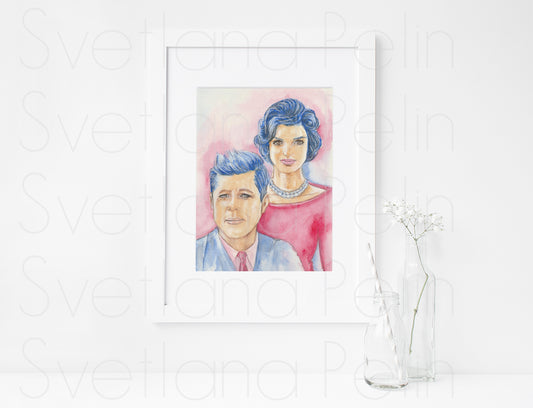 Jacqueline Kennedy, JFK, Jacqueline Bouvier Kennedy Onassis, the First Lady, President John F. Kennedy, ART PRINT Signed by Artist