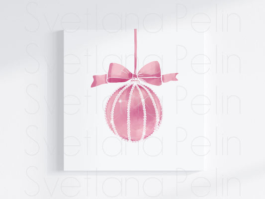 Christmas, Pink Ball Ornament, INSTANT DOWNLOAD