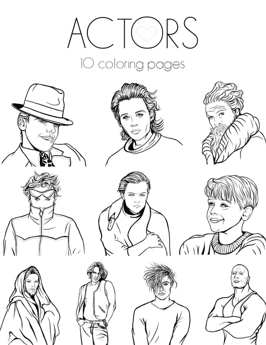 ACTORS, Coloring Book, INSTANT DOWNLOAD