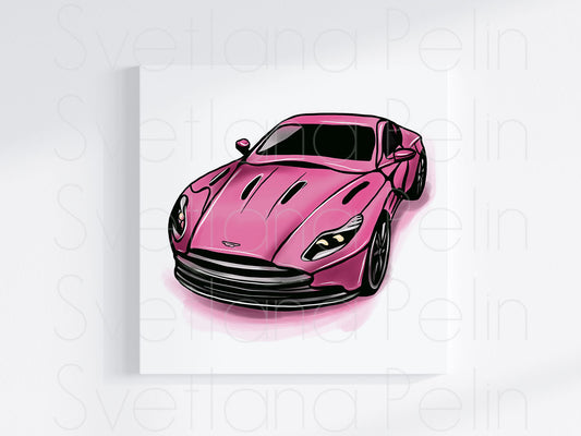 Pink Luxury Car, Vehicles, Printable Art, INSTANT DOWNLOAD