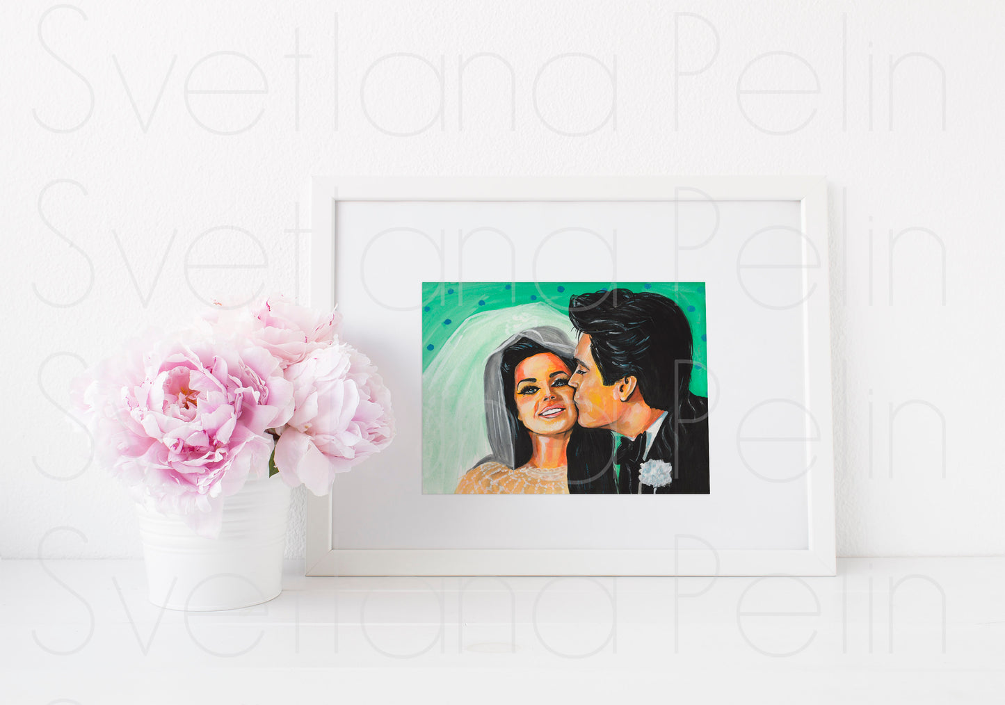 Elvis Presley & Priscilla, ART PRINT Signed by Artist