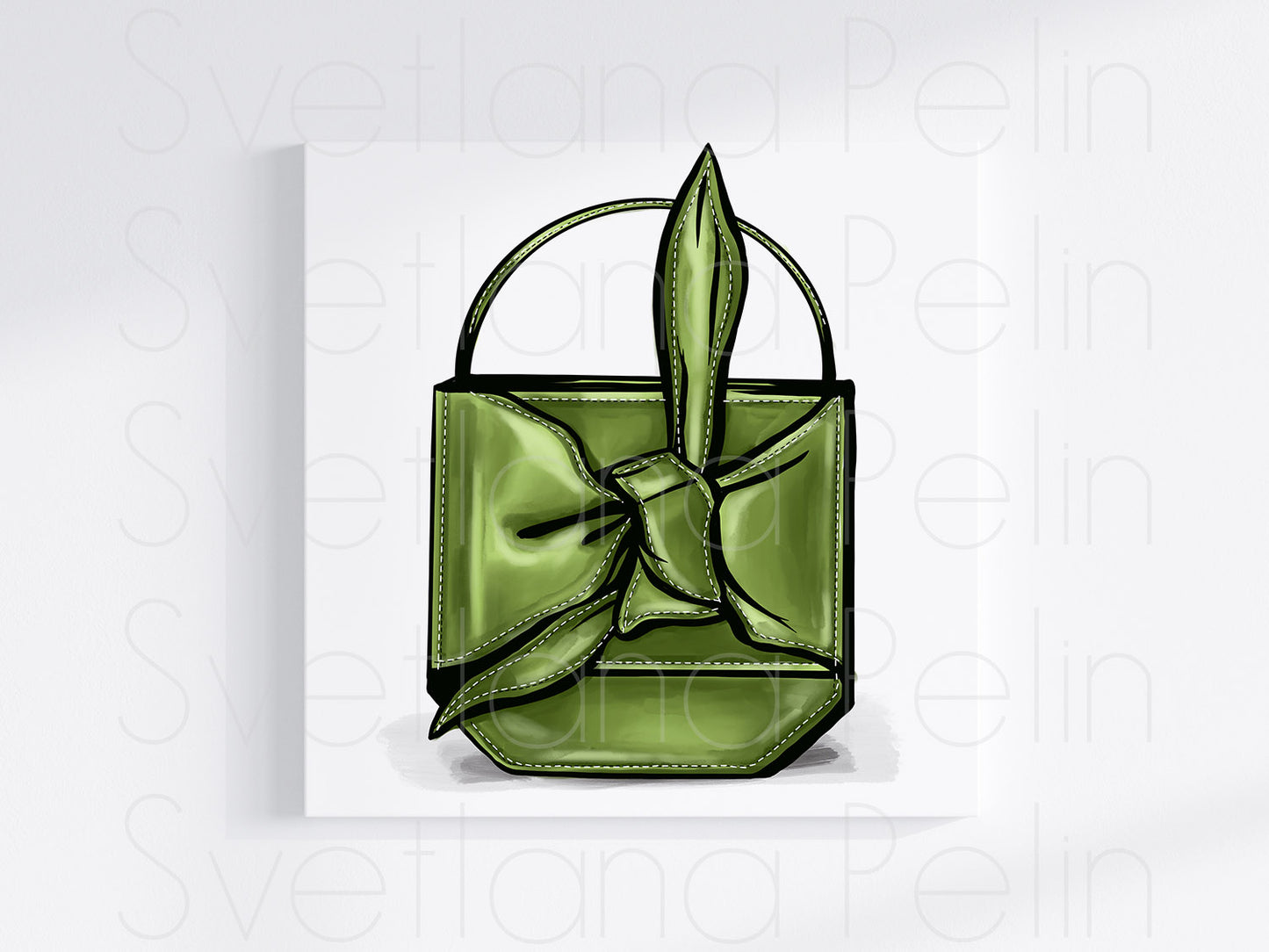 Green Designer Handbag, Luxury Bag, Purses for Women, Printable Art, INSTANT DOWNLOAD