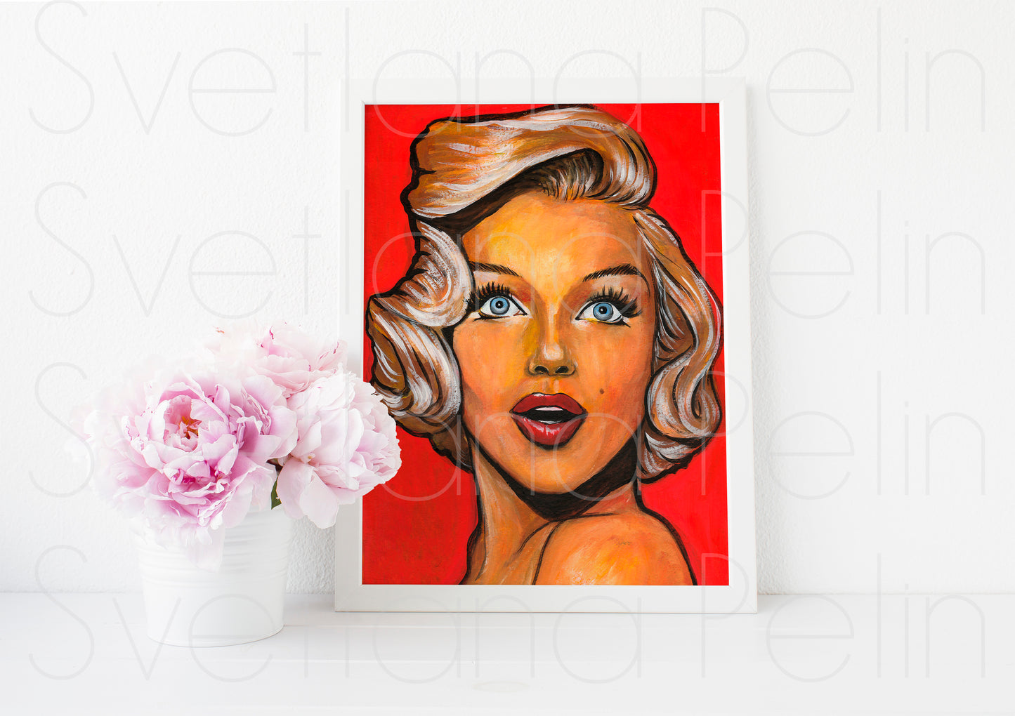 Marilyn Monroe, How to Marry a Millionaire, HTMM, ORIGINAL Gouache painting, Artwork by Svetlana Pelin