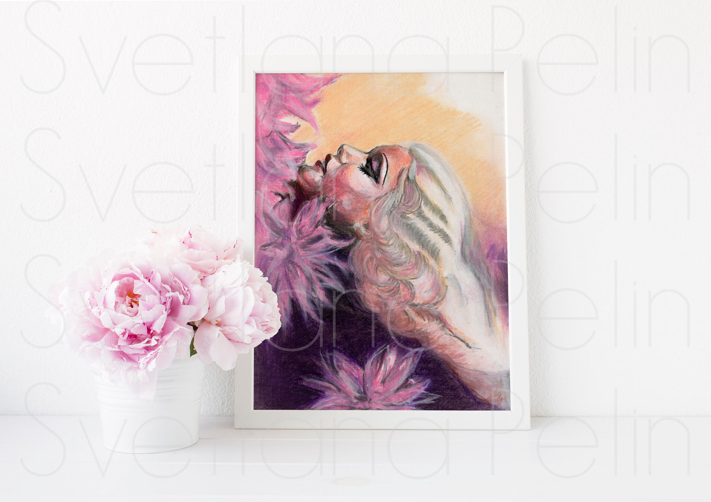 Jean Harlow, ORIGINAL Pastel drawing, Artwork by Svetlana Pelin
