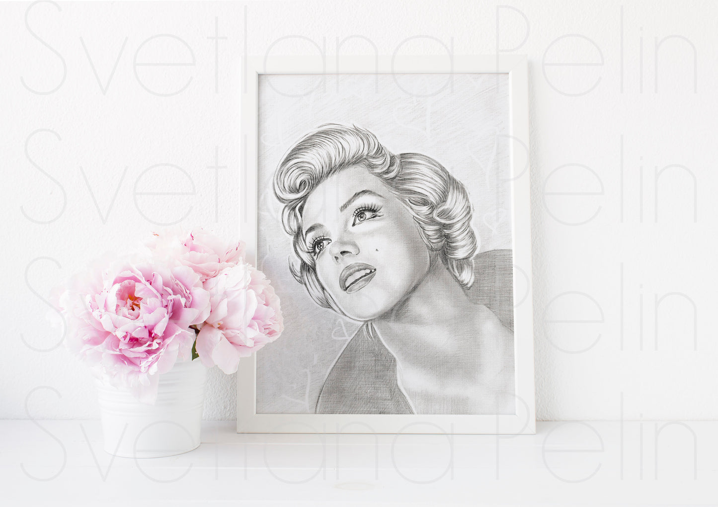 Marilyn Monroe, Jean Howard, ORIGINAL Pencil Drawing, Artwork by Svetlana Pelin