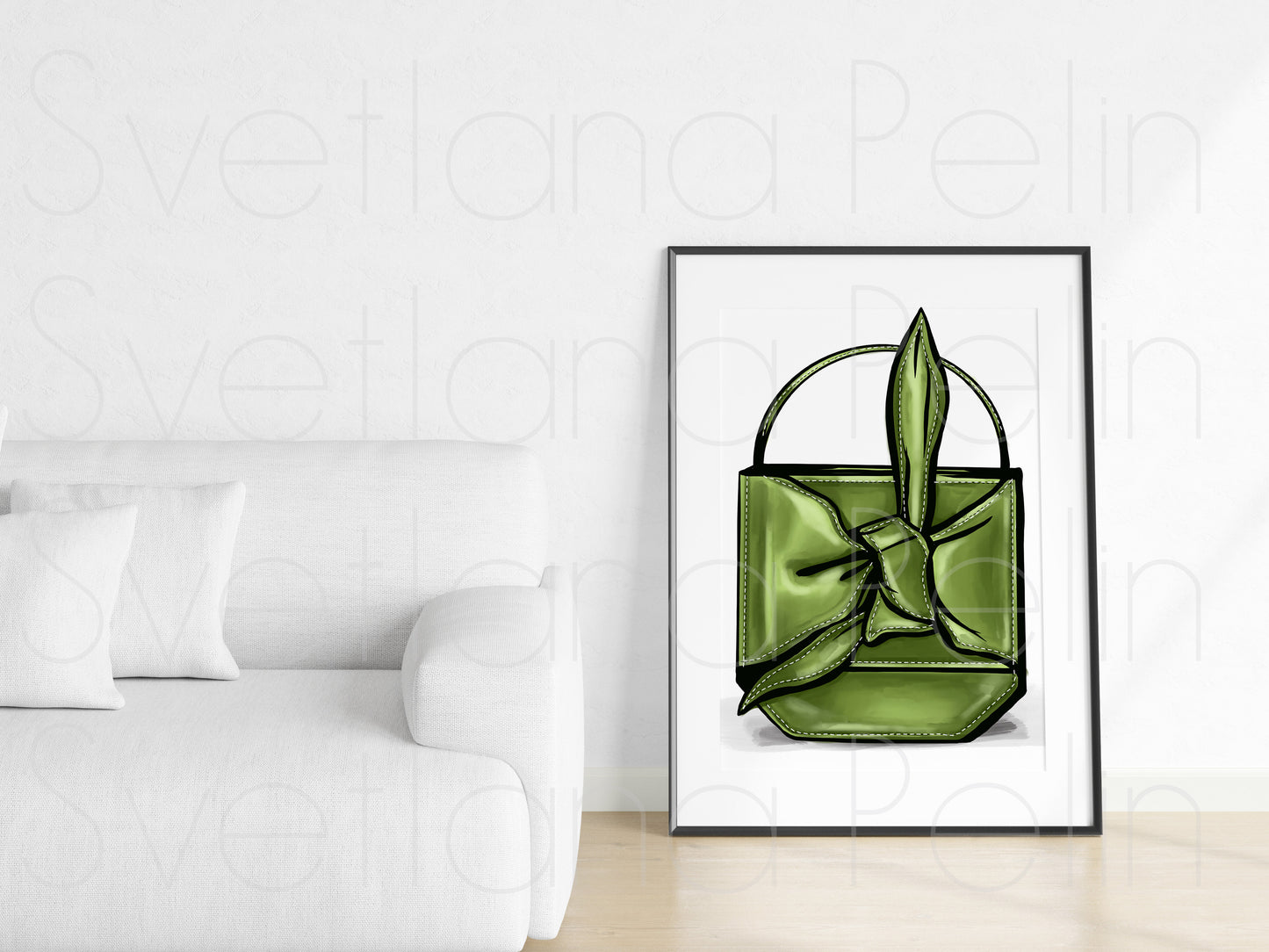 Green Designer Handbag, Luxury Bag, Purses for Women, Printable Art, INSTANT DOWNLOAD