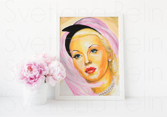 Lana Turner, ART PRINT Signed by Artist
