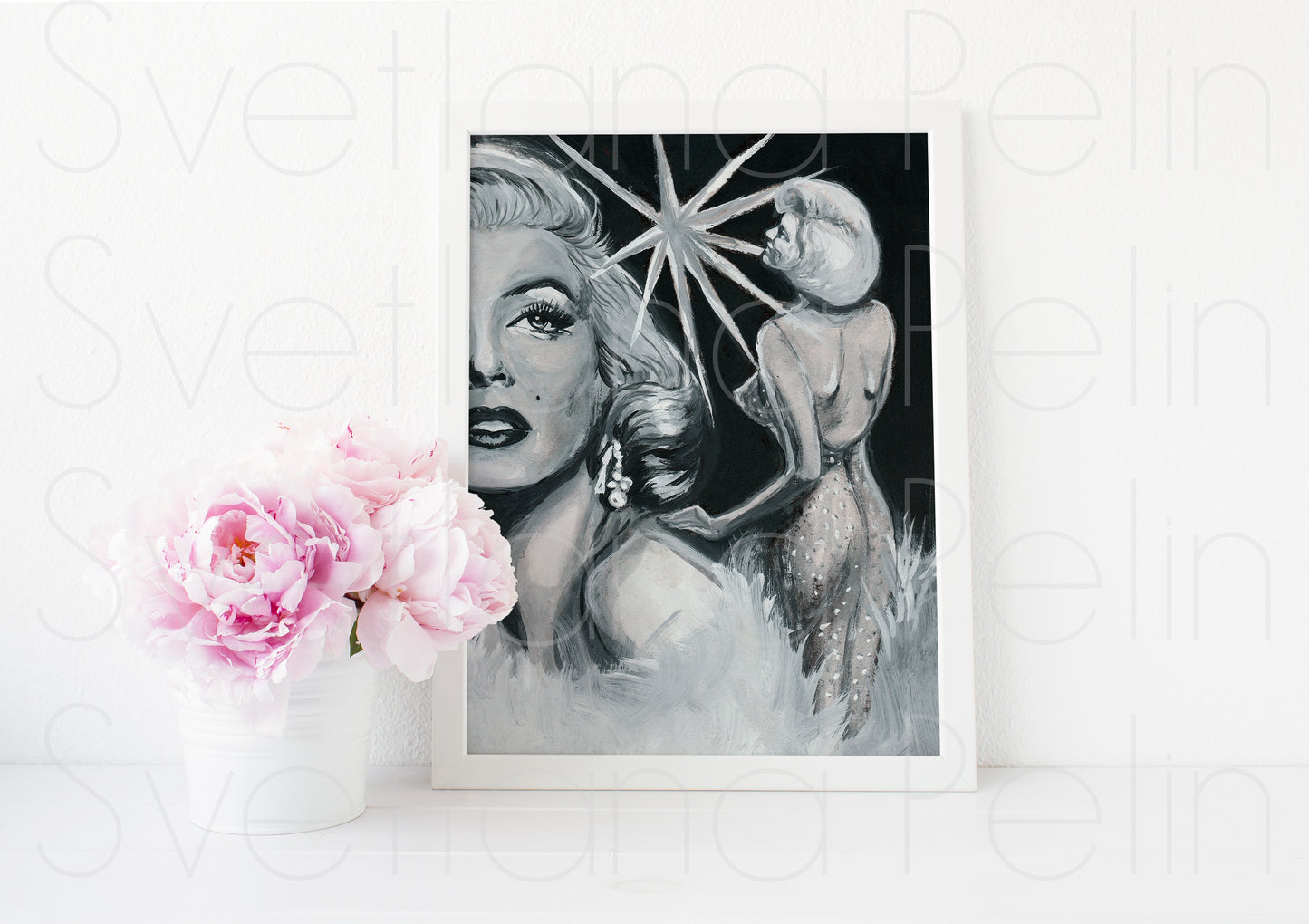 Marilyn Monroe, Happy Birthday Mr. President, Frank Powolny, ORIGINAL Gouache painting, Artwork by Svetlana Pelin