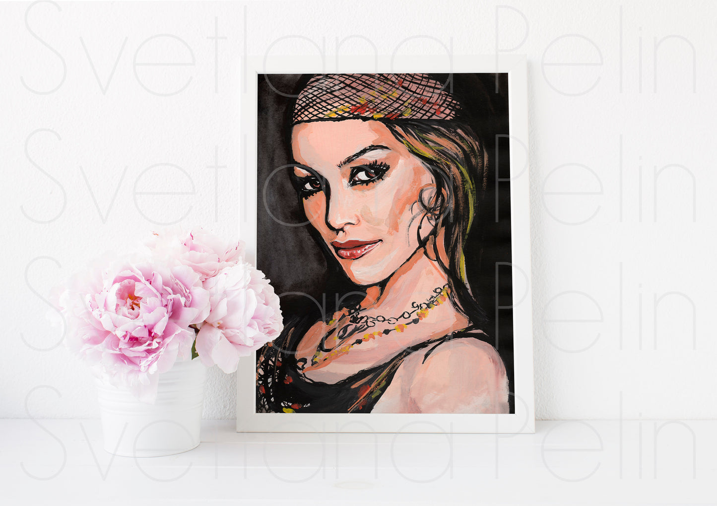 Jennifer Lopez, ORIGINAL Gouache painting, Artwork by Svetlana Pelin