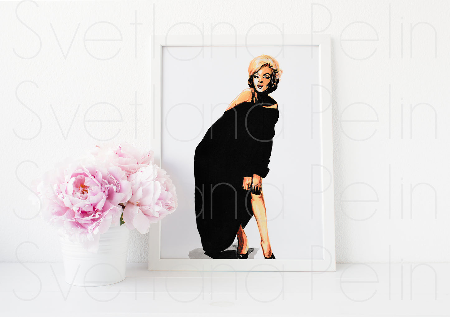 Marilyn Monroe, Black Dress, Bert Stern, ORIGINAL Acrylic painting, Artwork by Svetlana Pelin