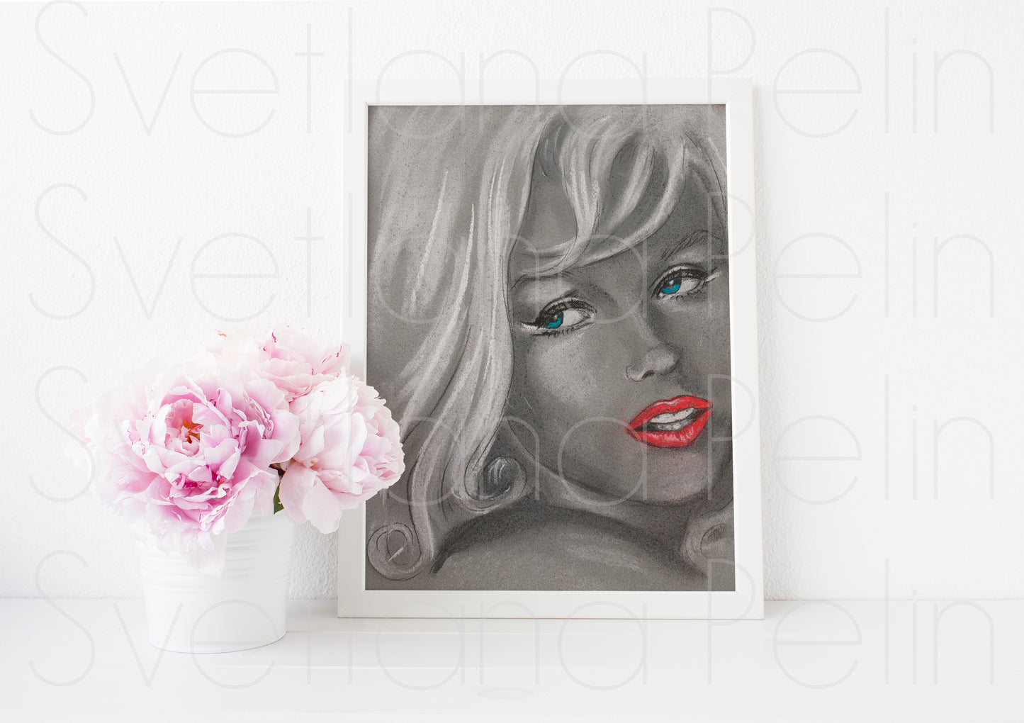 Marilyn Monroe, The Misfits, ORIGINAL Pastel Drawing, Artwork by Svetlana Pelin