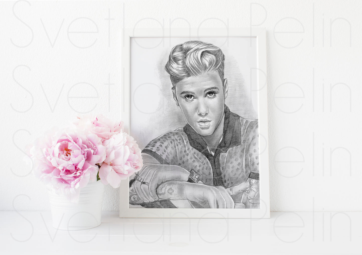 Justin Bieber, ORIGINAL Pencil Drawing, Artwork by Svetlana Pelin