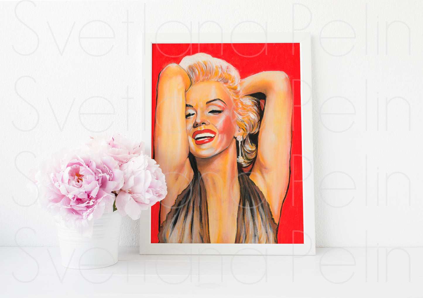 Marilyn Monroe, Gene Korman, Smile, Gold Gown, GPB, ORIGINAL Oil painting, Artwork by Svetlana Pelin