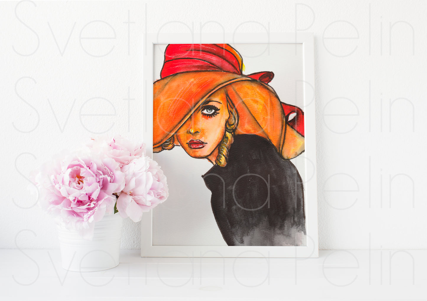 Twiggy, ORIGINAL Watercolor Painting, Artwork by Svetlana Pelin