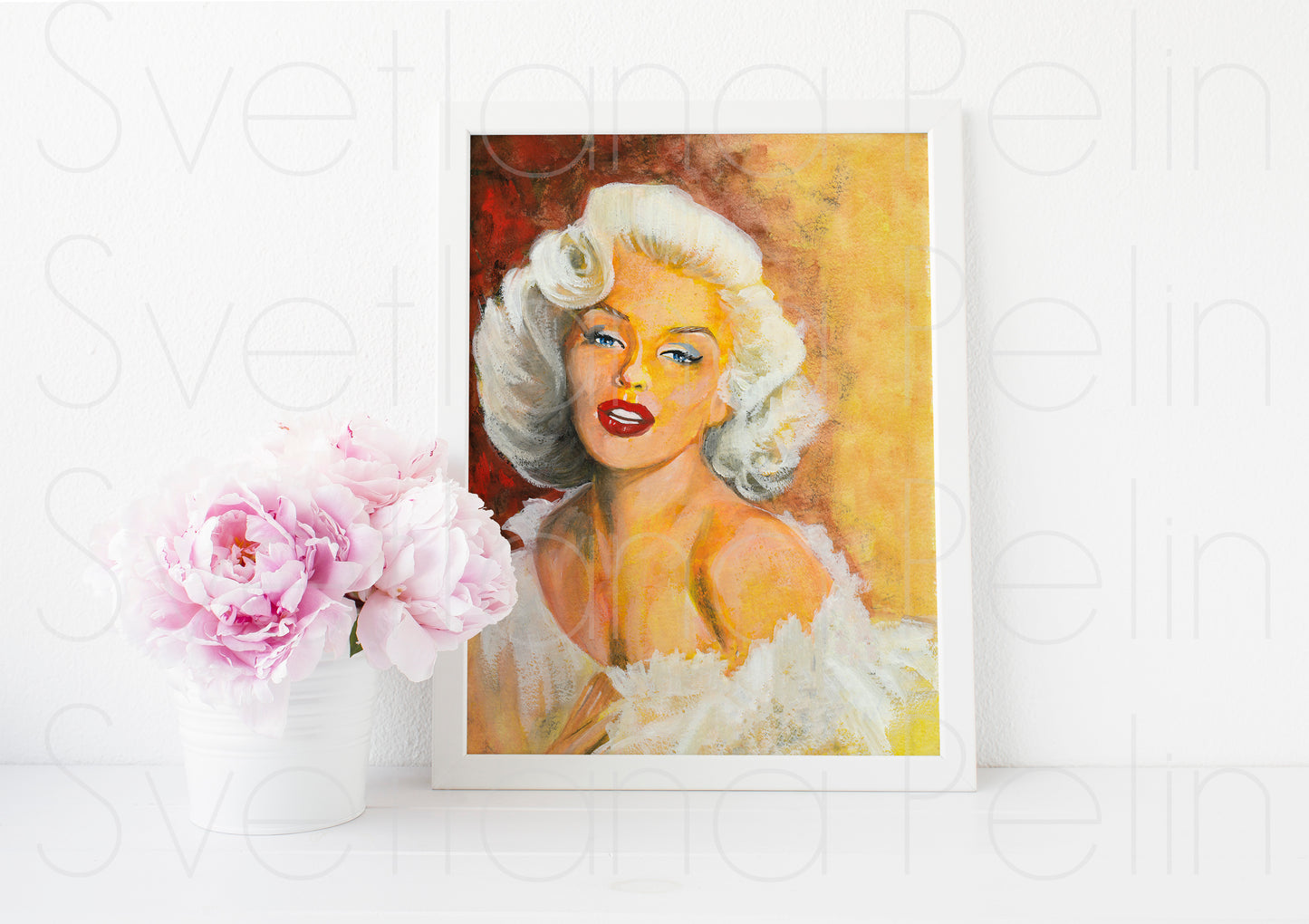 Marilyn Monroe, River of No Return, RNR, ORIGINAL Gouache painting, Artwork by Svetlana Pelin