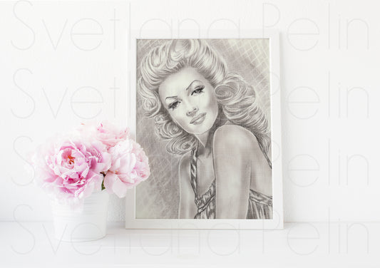 Lana Turner, ART PRINT Signed by Artist