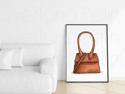 Brown Designer Handbag, Luxury Bag, Purses for Women, Printable Art, INSTANT DOWNLOAD