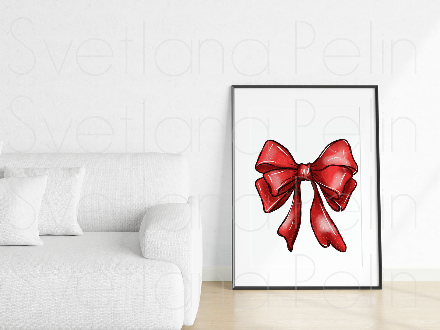 Christmas, Red Ribbon, INSTANT DOWNLOAD