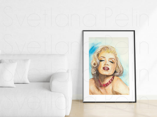 Marilyn Monroe, Frank Powolny, Gentlemen Prefer Blondes, GPB,  ORIGINAL Watercolor Painting, Artwork by Svetlana Pelin